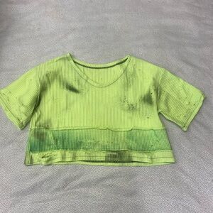 Handmade neon waffle knit distressed crop top t shirt unisex medium/small